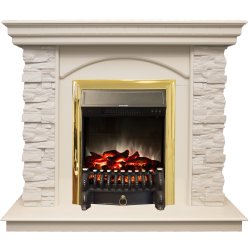 Каминокомплект RealFlame Elford STD/EUG/25&#039;5/HL WT с очагом Fobos s Lux Black/Brass